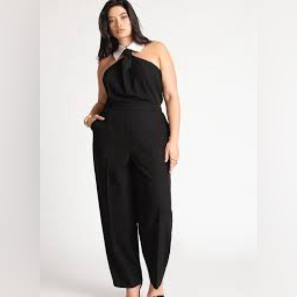 Eloquii Dresses & Skirts - Eloquii Black Faux Tie Collared Jumpsuit